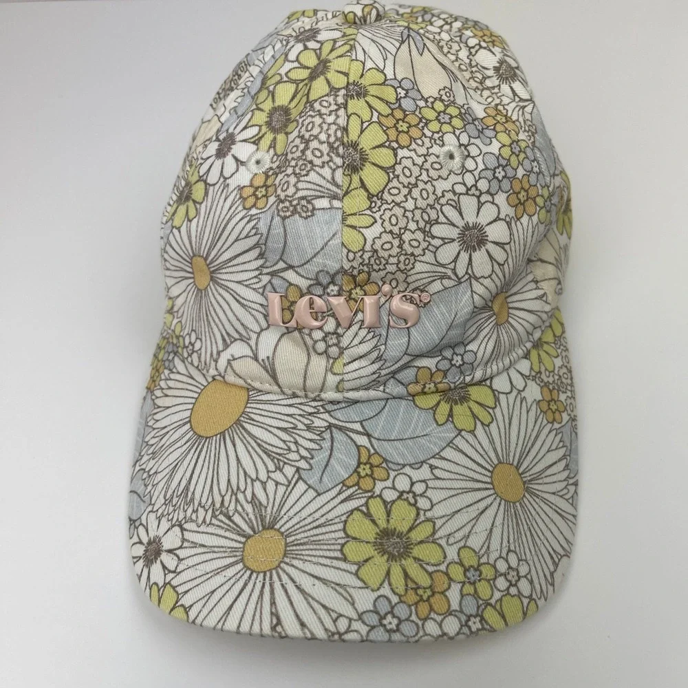 Levi's Hat Women OS Floral Daisy Print Multicolor Adjustable Buckle EUC